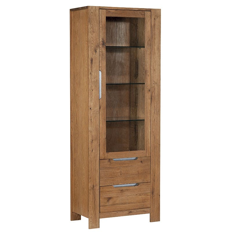 Vitrine chêne huilé 1 porte et 2 tiroirs 71cm VALLEY