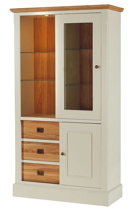 Vitrine crème Bord de mer 190cm Chêne huilé BRIEUC