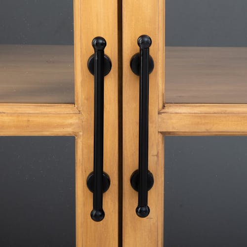 Vitrine en bois et métal noir 2 portes 186,5 cm