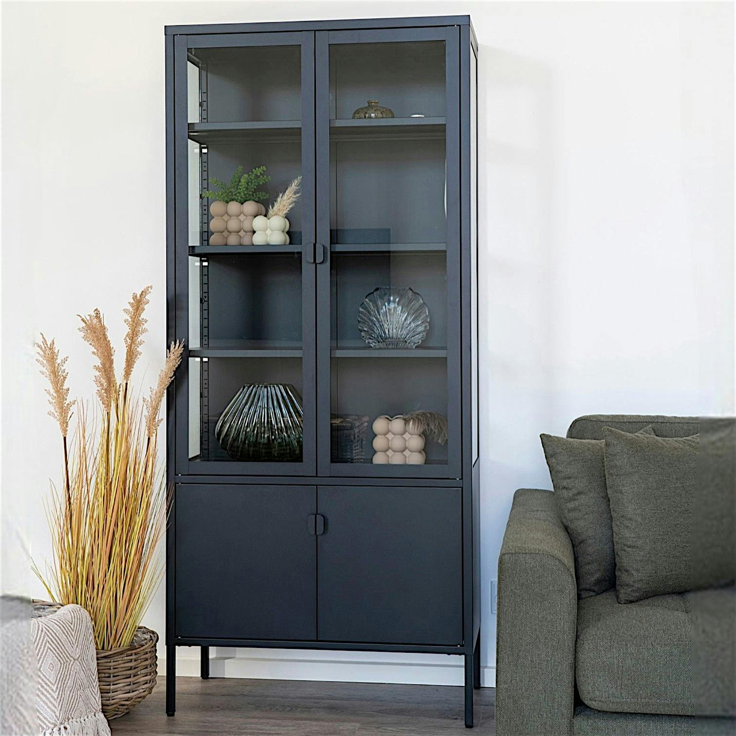 Vitrine métal verre 4 portes 180 cm ODENSE