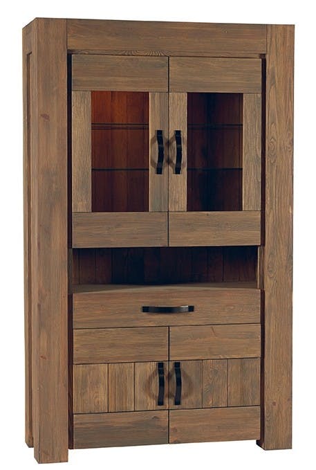 Vitrine Moderne 190cm Pin lasuré MICHIGAN