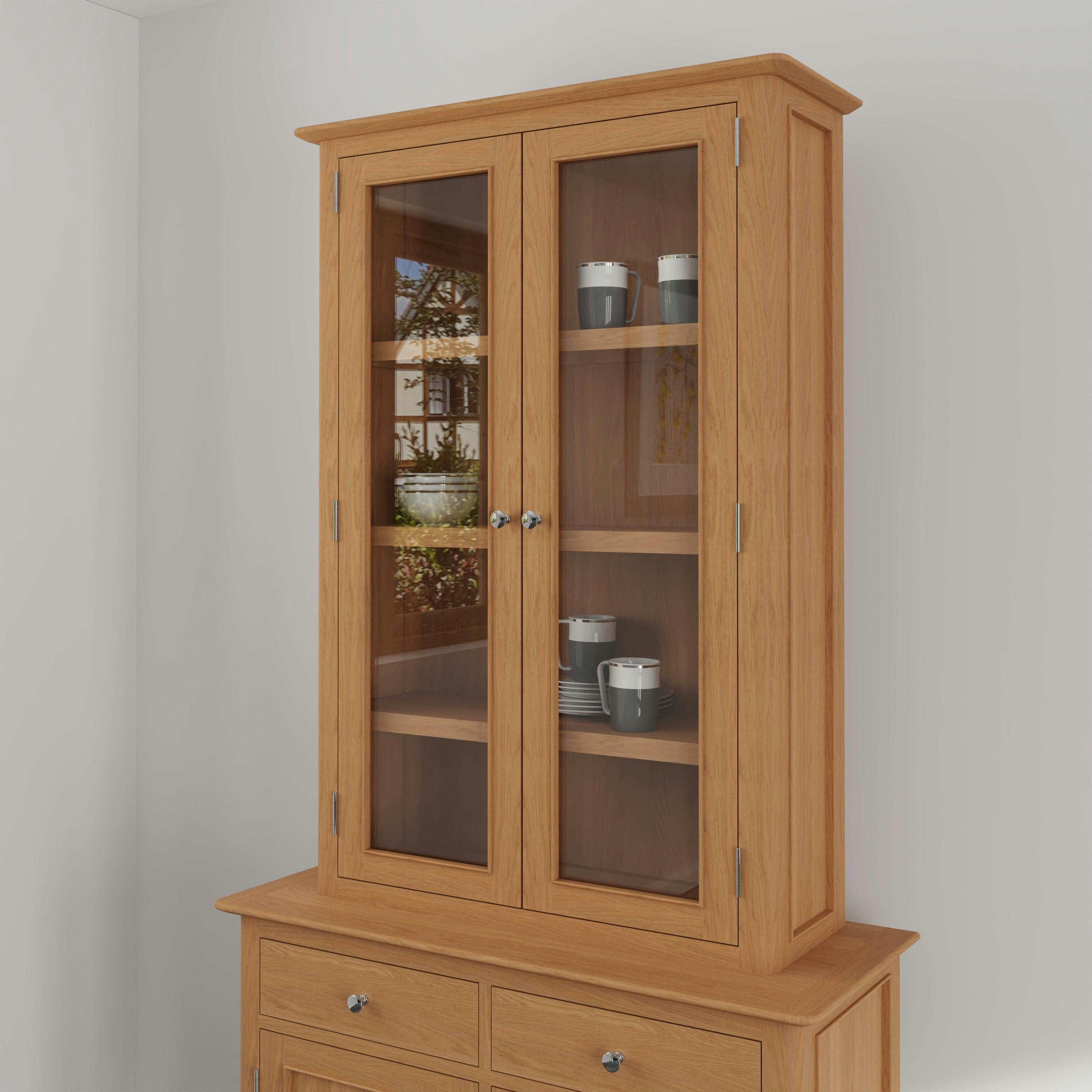 Vitrine pour petit buffet 2 portes en bois de chêne clair CRUZ
