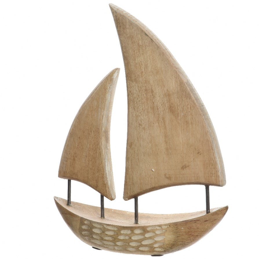 Voilier en bois de manguier sculpté