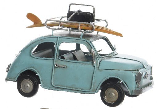 Voiture déco vintage Cocci métal bleu 15cm