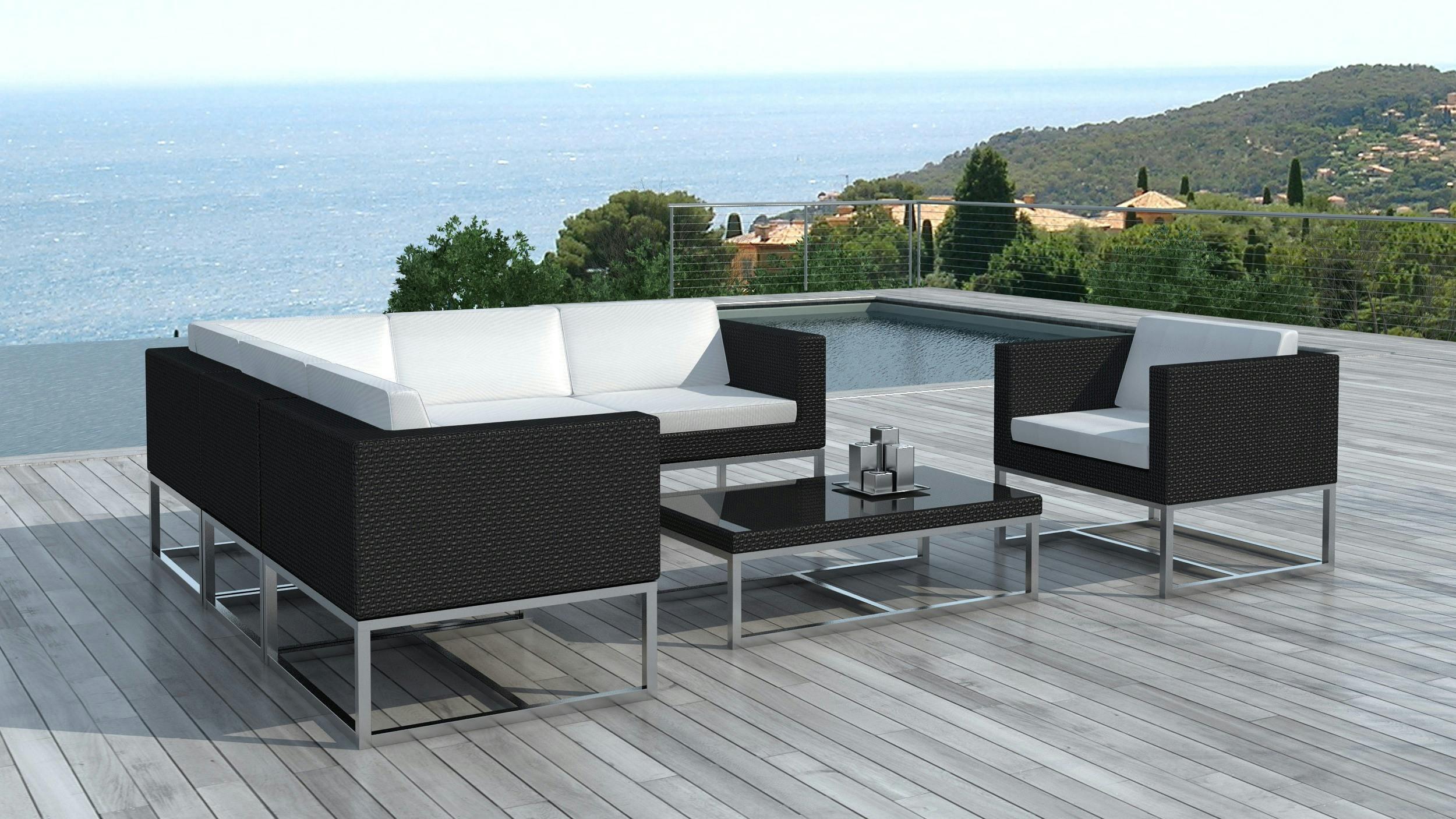 Salons de jardin en résine : gris, chocolat, naturel...